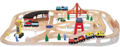 Melissa & Doug Deluxe Wooden Railway Set