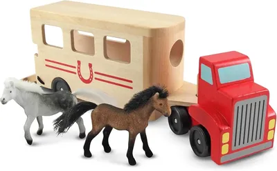Melissa & Doug Horse Carrier Wooden Vehicle Play Set